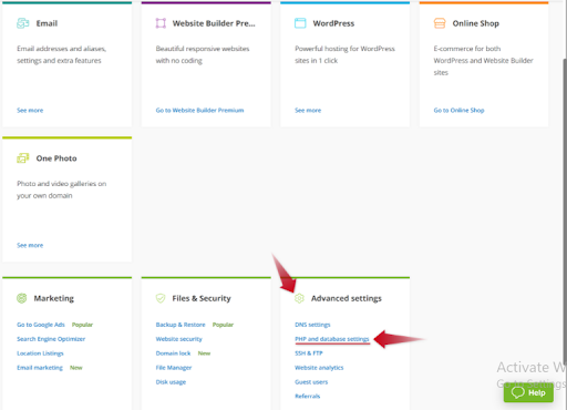 PHP and Database settings